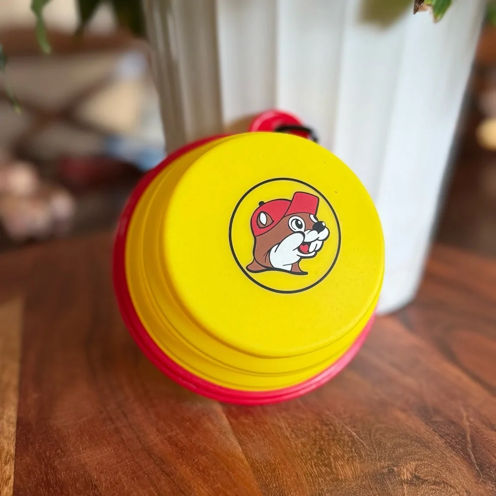 Buc-ee’s Collapsible‎ Travel Portable Pet Cup Yellow/Red Silicone